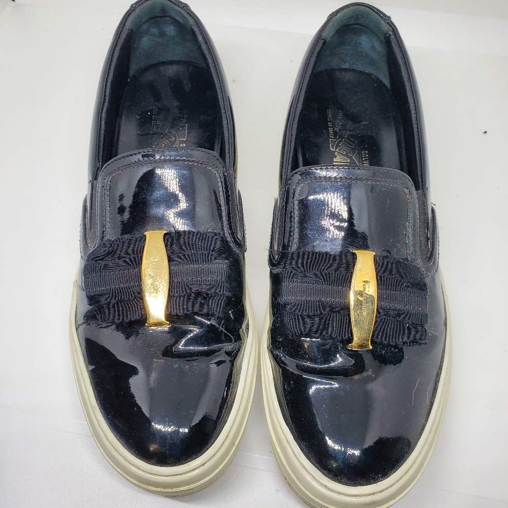 3/$100 Salvatore Ferragamo Black Patent Leather Loafers